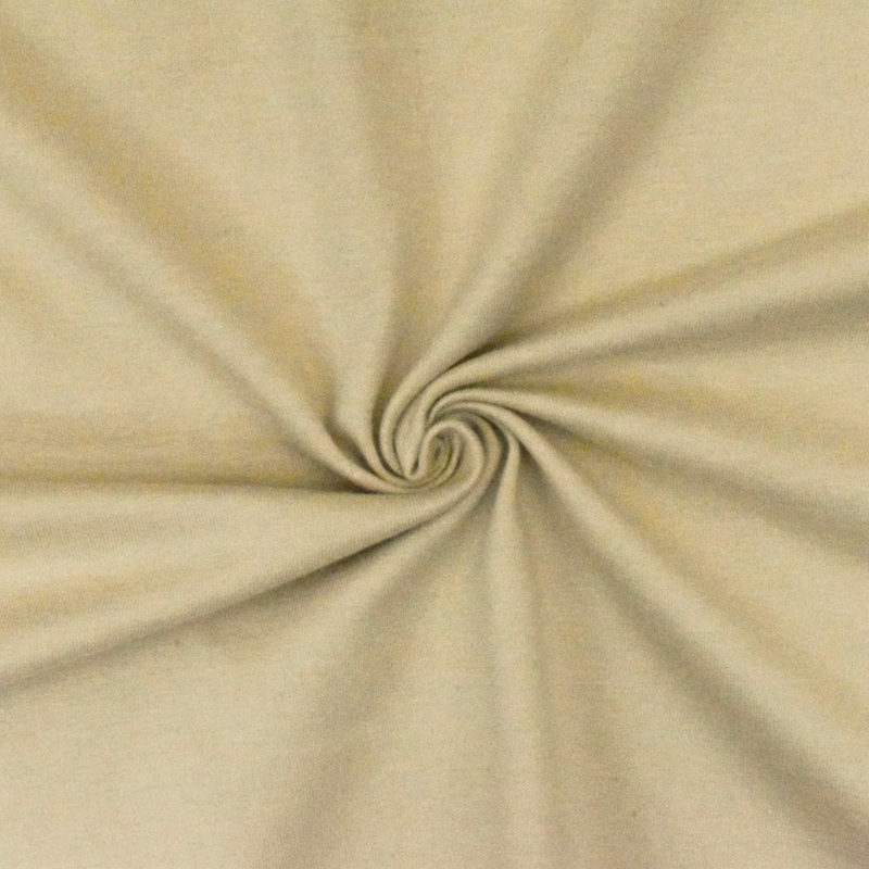 Beige Solid Stretch Cotton Jersey Knit Fabric