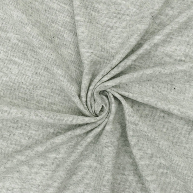 Ash Gray-White Slub Stretch Cotton Jersey Knit Fabric