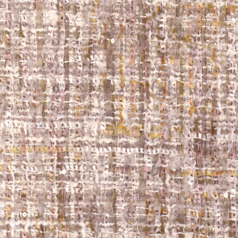Beige-Pink-Multi Famous Designer Tweed Sequin Woven Jacketing Fabric
