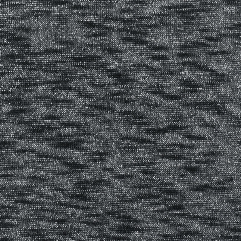 Basic Black-White Slub Stretch Poly Jersey Knit Fabric
