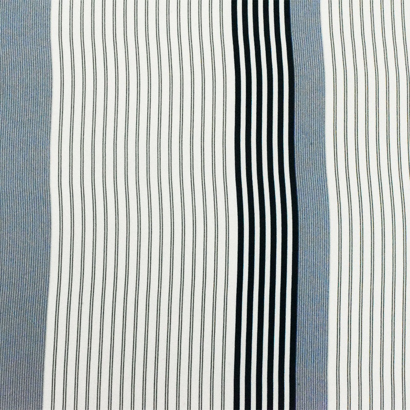 Basic White-Blue-Multi Stripe Printed Poly Twill Woven Fabric