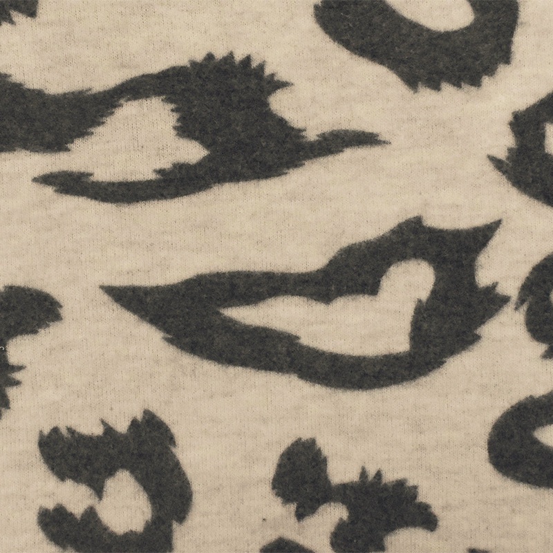 Beige-Gray Abstract Cheetah Printed Stretch Poly Brush Jersey Knit Fabric