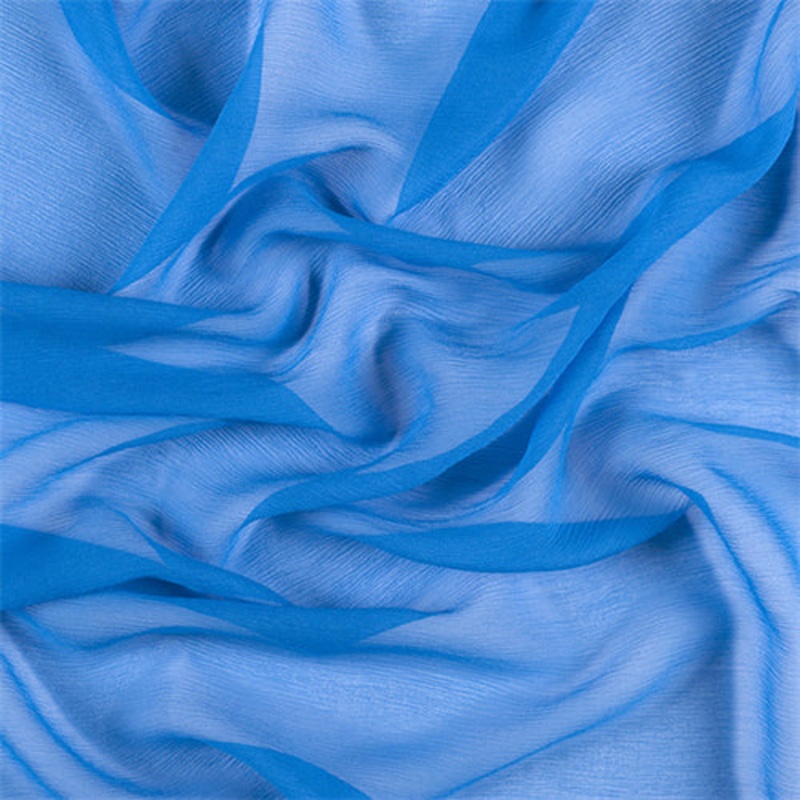 Runway Silks Bright Blue Crinkled Silk Chiffon Fabric – Reorderable