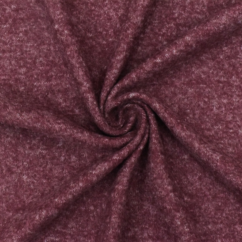 Wine Red-Gray Texture Stretch Brushed Jersey Knit Fabric