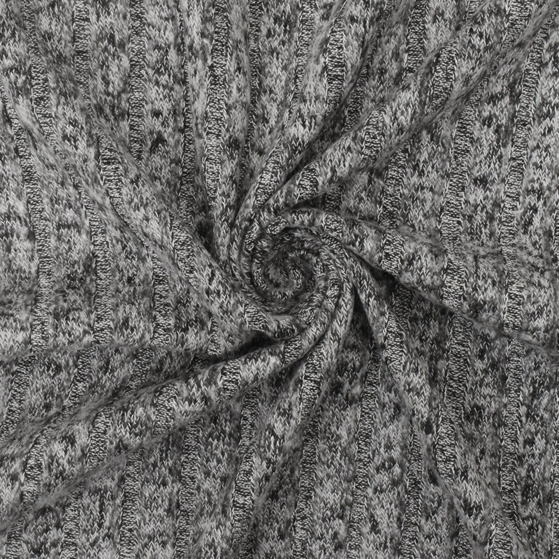 Winter Black-White Texture Stretch Rayon Brushed 7×4 Rib Knit Fabric