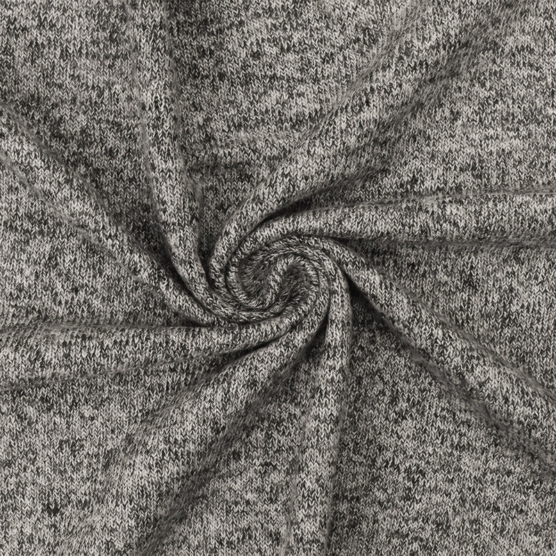 Winter Gray-White Texture Stretch Brushed Back Jersey Knit Fabric