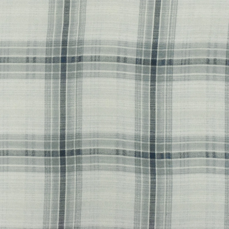 Ash Blue-Multi Plaid Cotton Dobby Woven Fabric