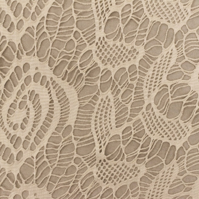 Beach Beige Abstract Pattern Stretch Poly Crochet Knit Fabric