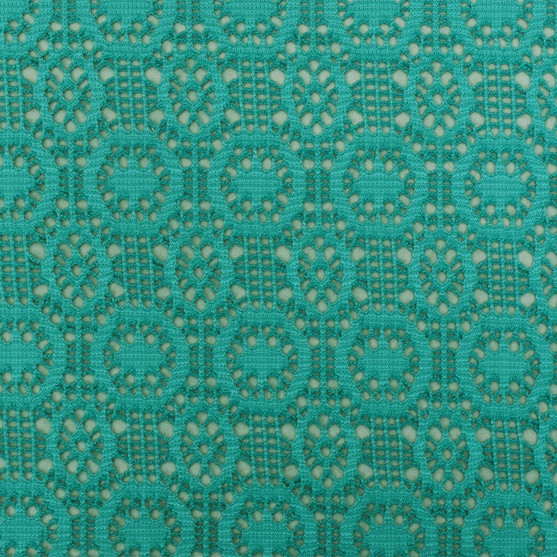 Beach Teal Medallion Stretch Poly Crochet Knit Fabric