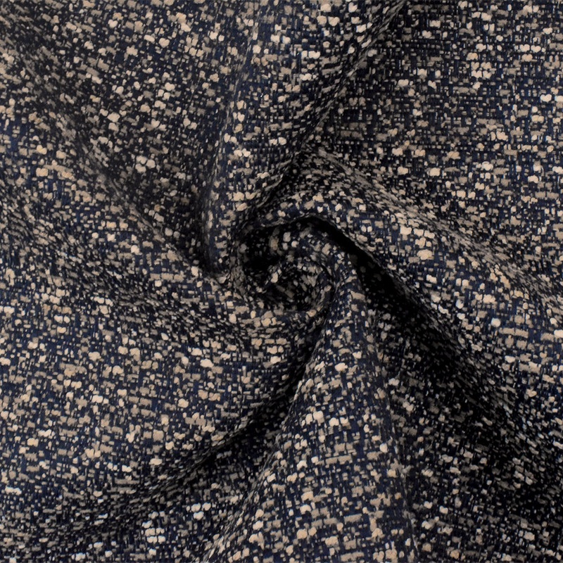 Beige-Blue-Multi Texture Poly Chenille Dobby Woven Home Decorating Fabric