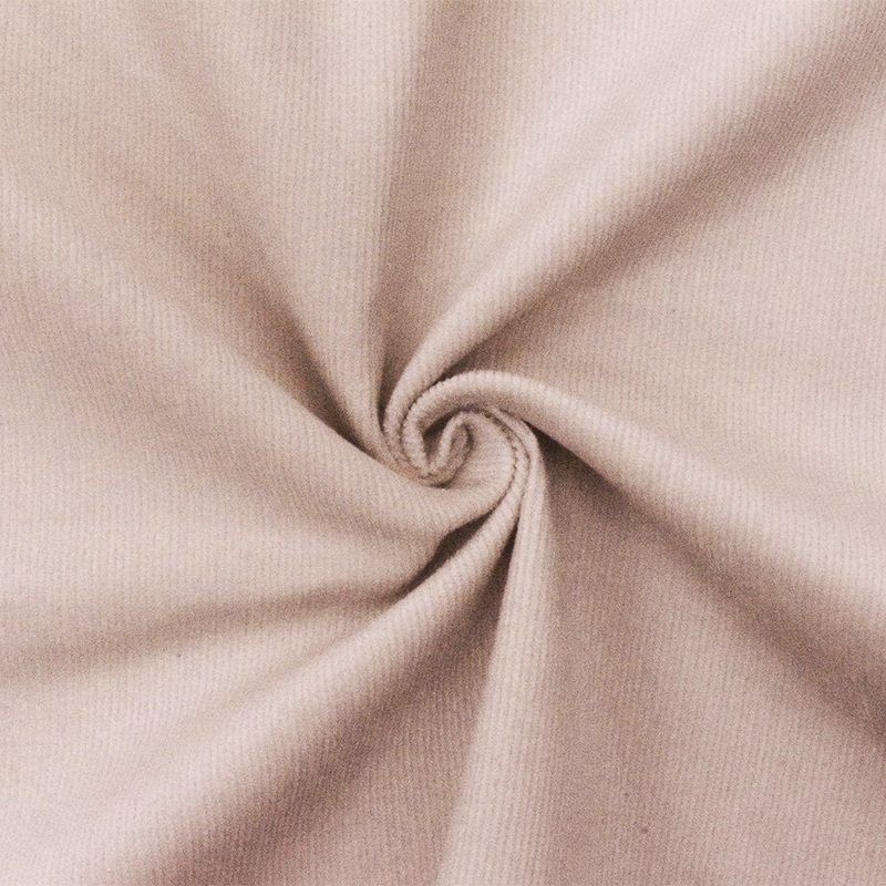Beige Solid Stretch Cotton Spandex Featherwale Corduroy Woven Fabric