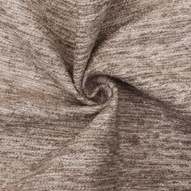 Beige-White Slub Poly Chenille Boucle Woven  Home Decorating Fabric