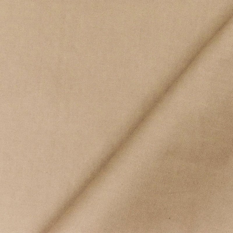 Beige Solid Cotton Stretch Spandex Poplin Woven Fabric