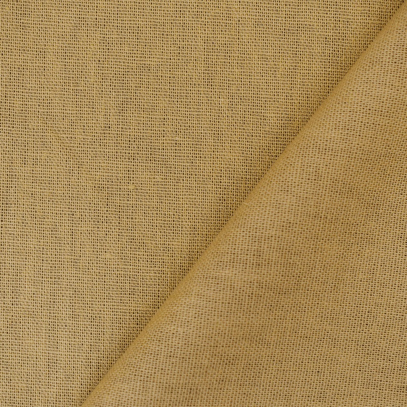 Beige Solid Linen Woven Shirting Fabric