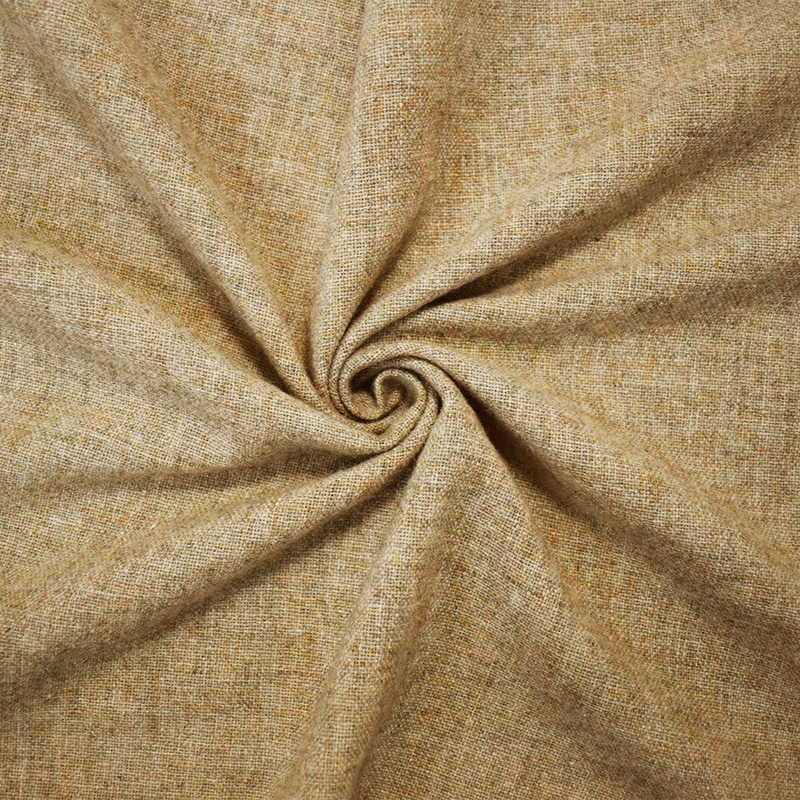 Beige Wool Poly Double Brushed Texture Tweed Woven Jacketing Fabric