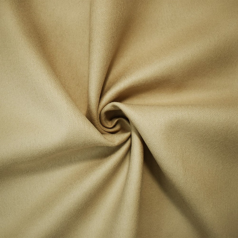 Beige Wool Poly Solid Twill Woven Jacketing Fabric