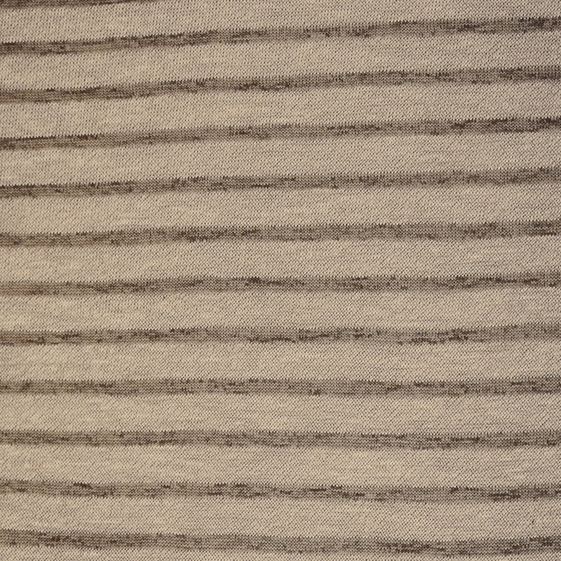 Beige-Brown Poly-Rayon Stretch Spandex Stripe Tissue Jersey Knit Fabric