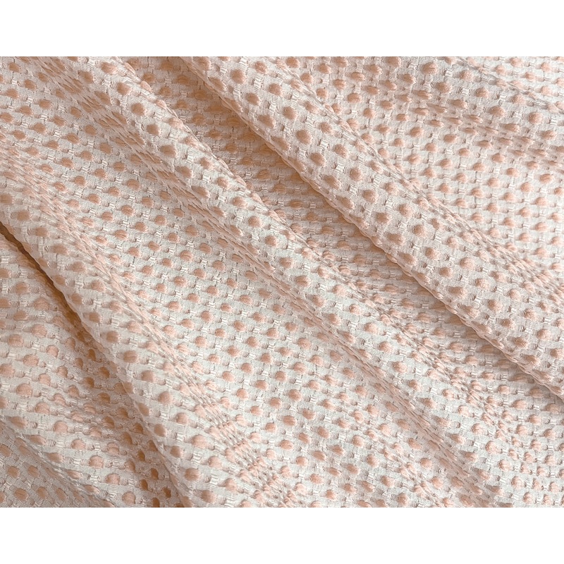 Beige-Ivory Poly-Lycra Texture Dobby Jacquard Woven Fabric