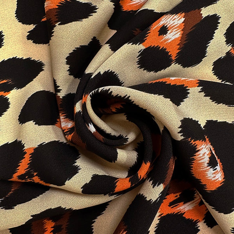 Beige Large Multi Animal Print Poly Georgette Fabric