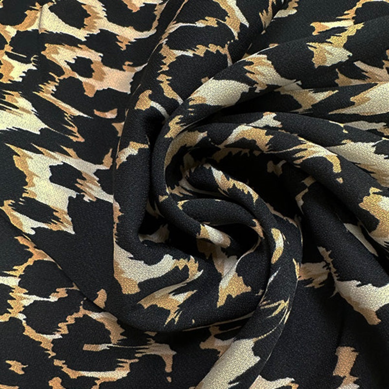 Beige Multi Print Poly Georgette Fabric