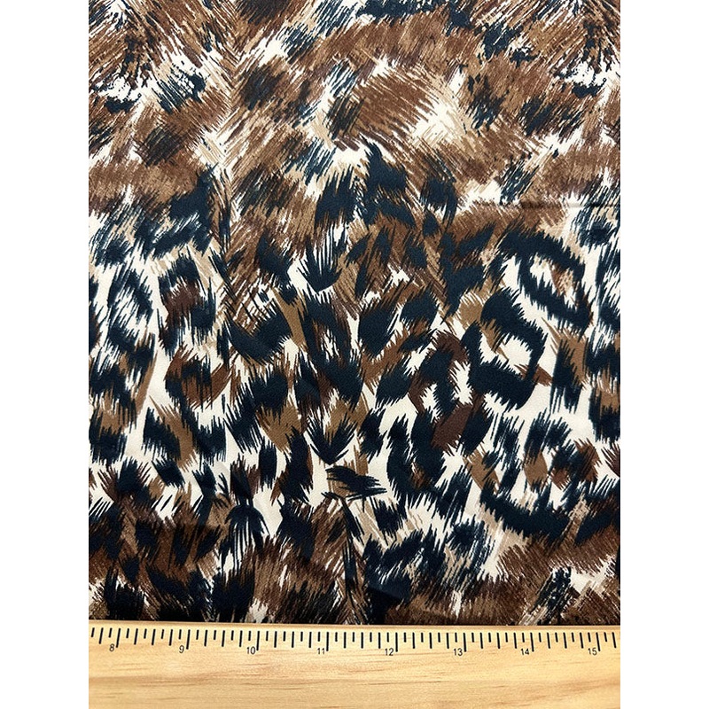 Beige Animal Print Sueded Poly Charmeuse Fabric