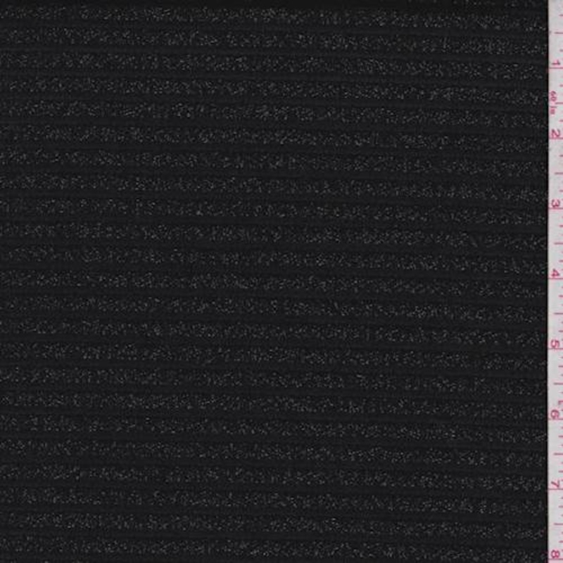 1 1/8 YD PC-Black Metallic Stripe Satin Fabric
