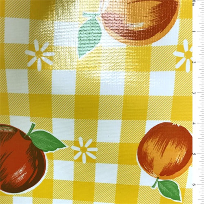 Yellow Check Oilcloth Roll Fabric
