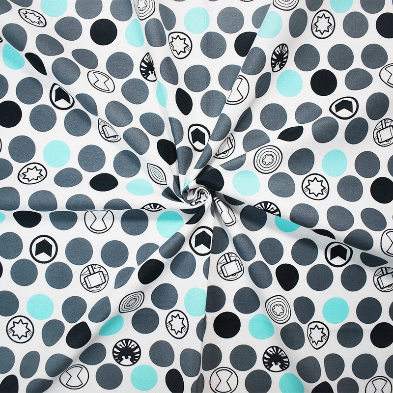 White-Teal-Multi Cotton Marvel Avenger Printed Quilting Woven Fabric