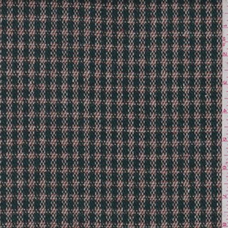 1 1/4 YD PC-Forest Green/Brown/Multi Wool Blend Plaid Jacketing Fabric