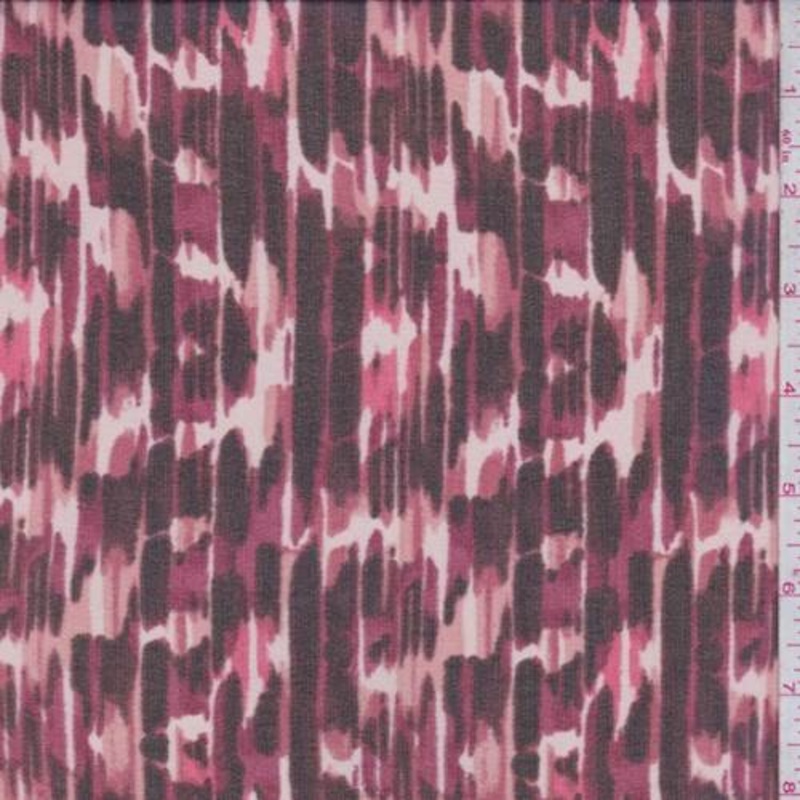 1 3/8 YD PC-Ruby Brush Stroke Stripe Polyester Chiffon Fabric