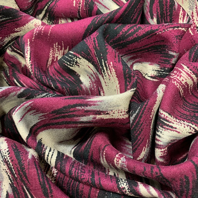 1 YD PC-Magenta Whisp Print Rayon Challis Fabric