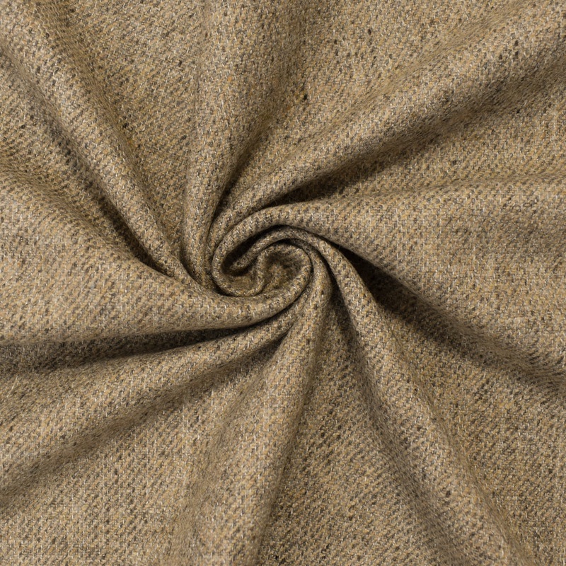 Beige-Gray Wool Poly Texture Twill Woven Jacketing Fabric