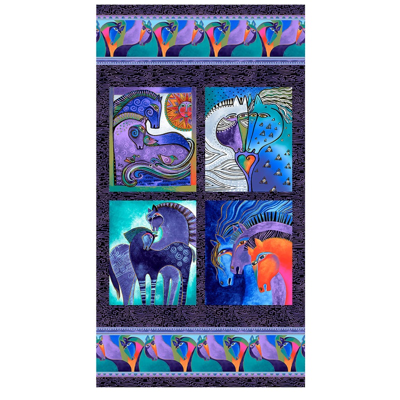 Fiesta Horses Cool Black Metallic 24″ Panel