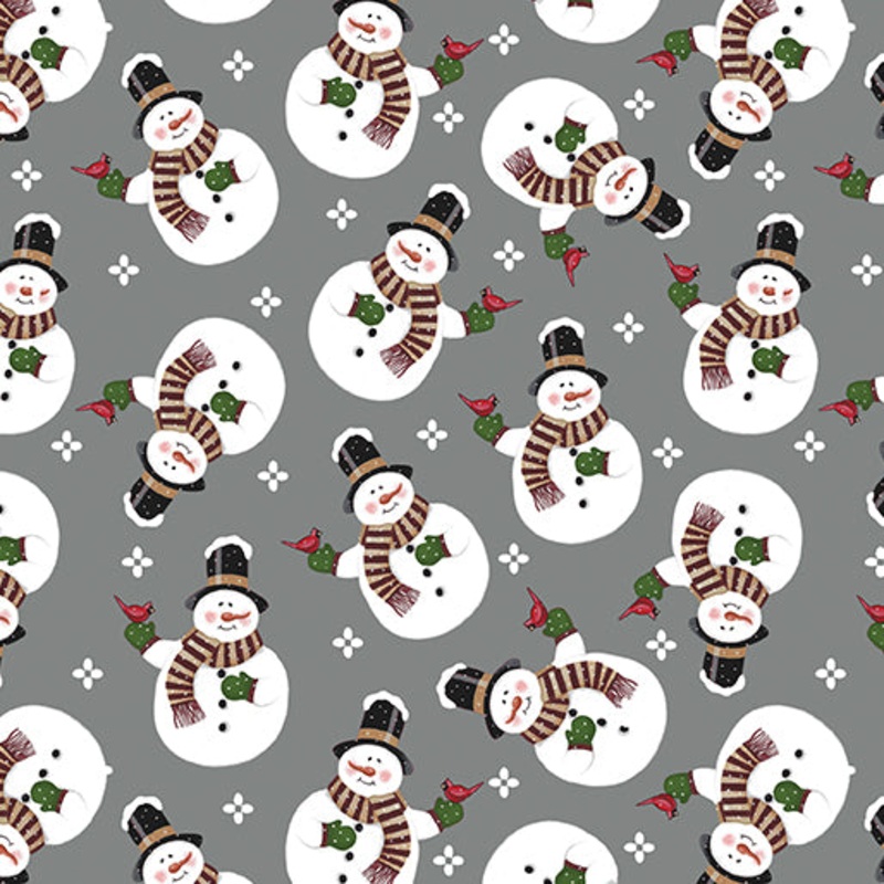Winter on the Farm Merry Snowman Grey