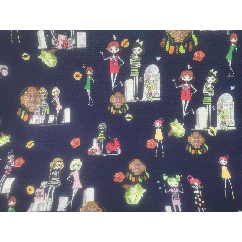 Fashionista Girls – Printed Stretch Jersey Navy