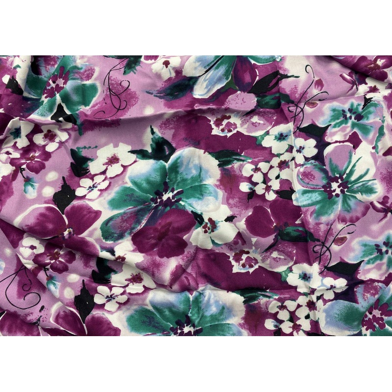 Floral Lavender: Printed Viscose – 97cms Length (DEFECT) Lavender