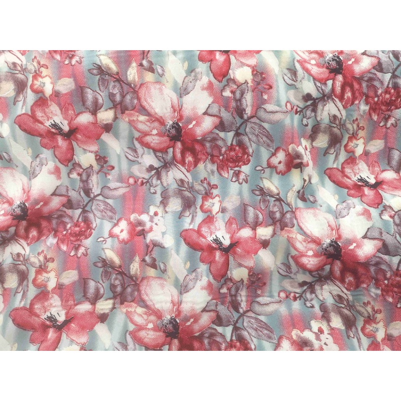 Lily Floral  – Clearance Printed Crepe Kingfisher