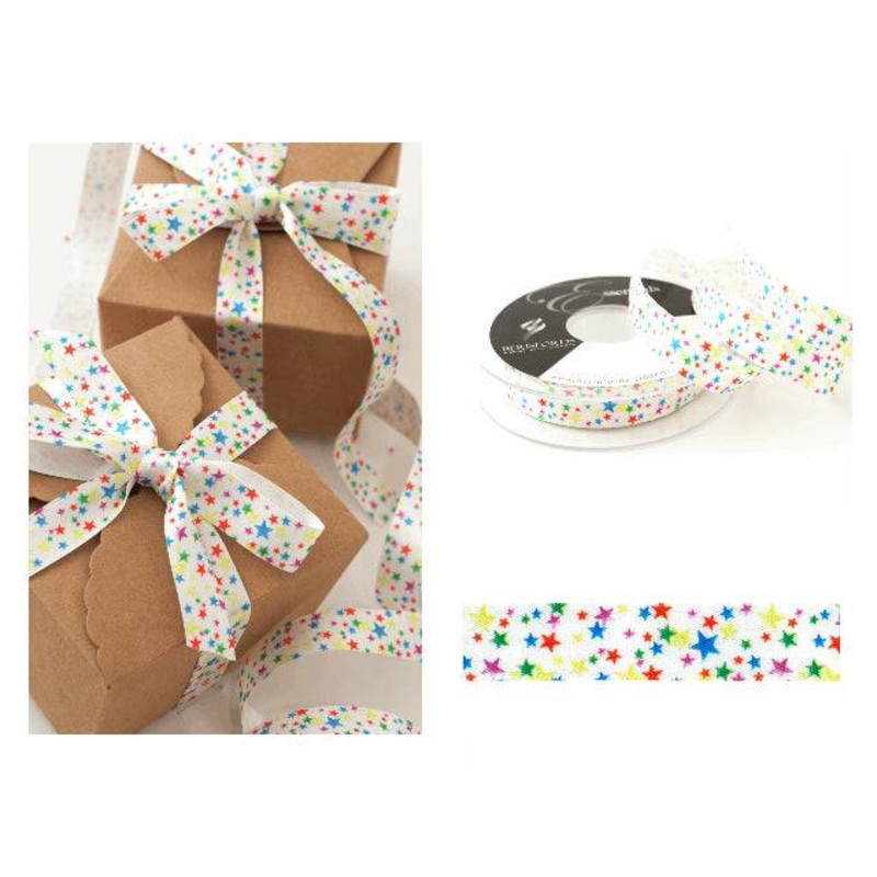 Novelty Satin Ribbon – Starburst White