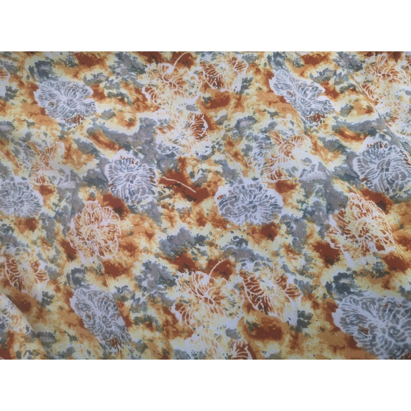 White Floral  – Clearance Printed Crepe Amber