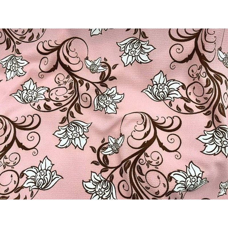 Floral Curl – Bubble Printed Crepe Pastel Pink