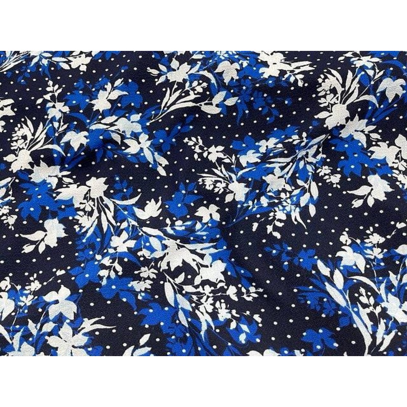 Hidden Floral – Bubble Texture Crepe Navy