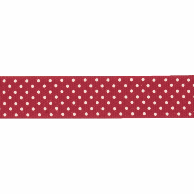 Polka Dot Cotton Ribbon Reel – 5m x 15mm (Red) Red