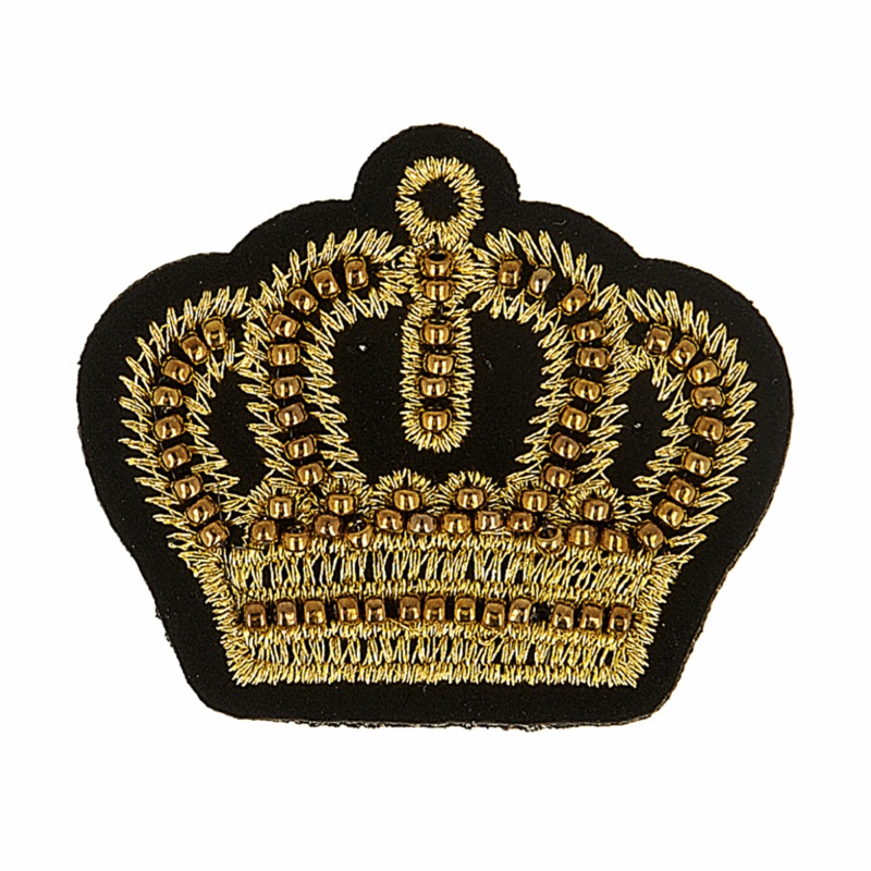 Small Beaded Crown Motif – Iron -On & Sew-On Patch Small Beaded Crown