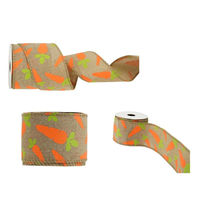 Wired Edge Hessian Carrot – Easter Ribbon Natural