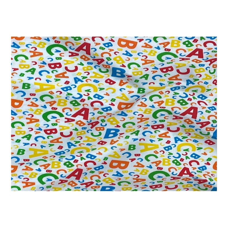 ABC Alphabet  – Poly/Cotton Print White/Multi