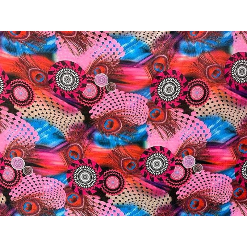 Feather Disc Printed Jersey Cerise