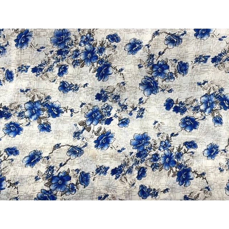 Floral Sketch – Clearance Printed Crepe Royal