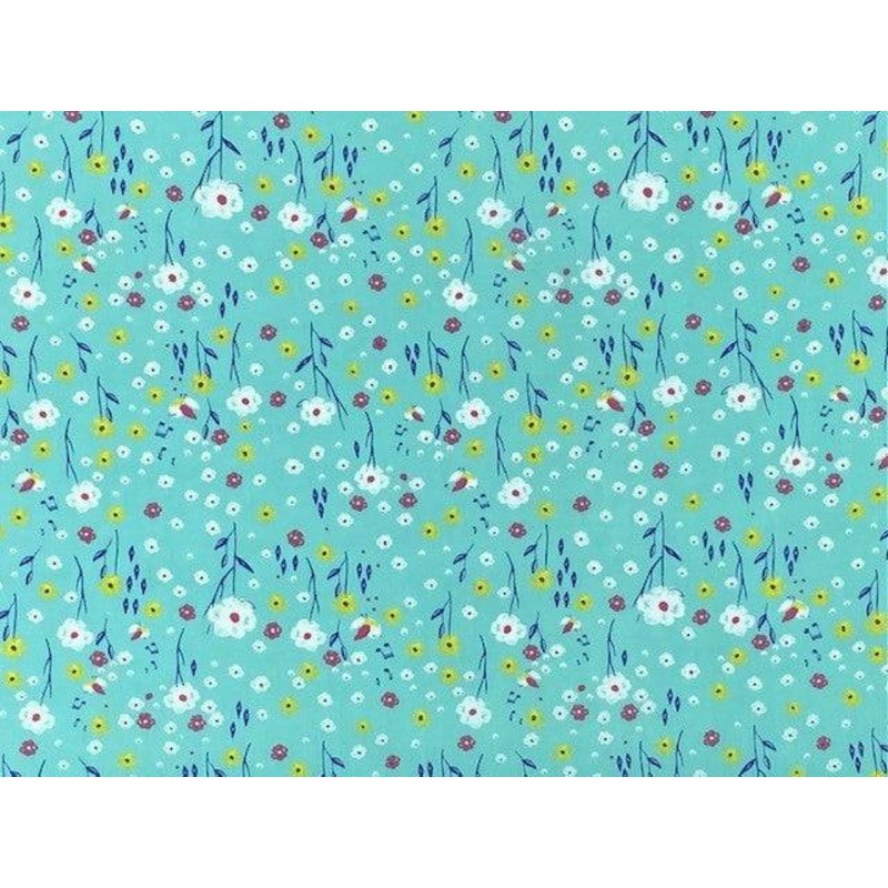 Floral Summerfall- Poly/Cotton Print Mint