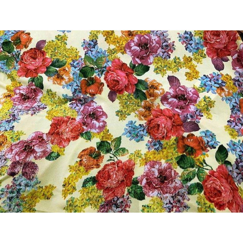 Flower Power Printed Jersey Lemon