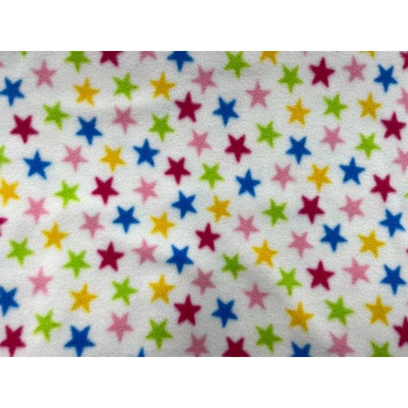 Multi Coloured Stars – Fleece Print Ivory